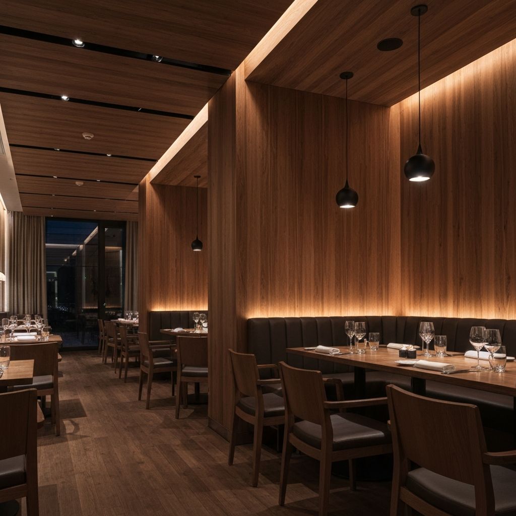 Restaurant-Fotografie Frankfurt — elegantes Restaurantinterieur mit ambientem Licht, TELLER WERKE Portfolio
